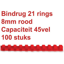 Fellowes Anneaux plastiques 8mm rouge P100 5345604