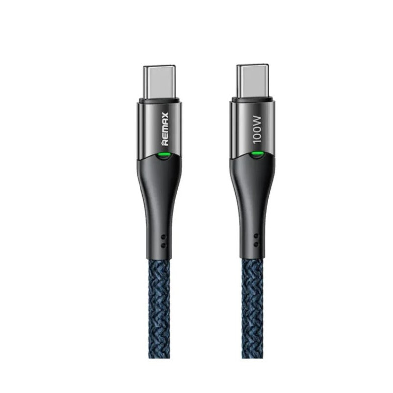 Remax Câble de Charge 100W USB-C LED Bleu RC-115