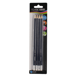 Ulmann Crayon Noir HB avec Gomme Lot de 4 620782