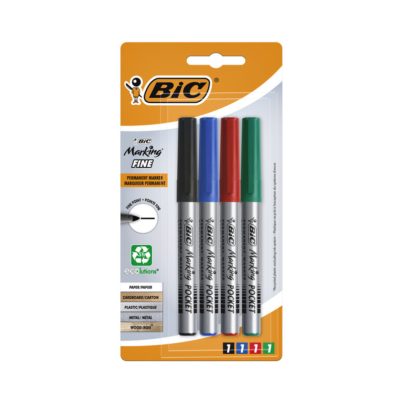 Bic Marqueur Permanent Pte Fine OGI Pocket Ass 875591