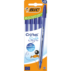BIC Stylo Bille Cristal Soft Bleu 5 unités 516347