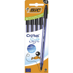 BIC Stylo-bille Cristal Soft Noir x5 516348