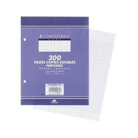 Cahier double 17x22 200 pages Conquérant Sept 101223