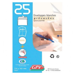 Enveloppes Blanches 11x16cm Auto-adhésives P25 6256