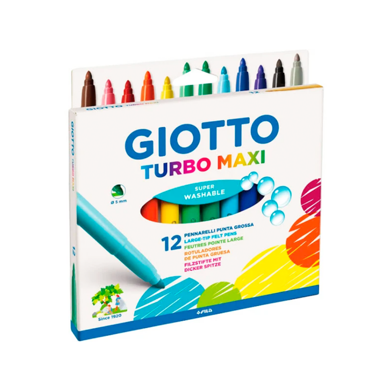Giotto Feutres Turbo Maxi 12 Couleurs 07620000