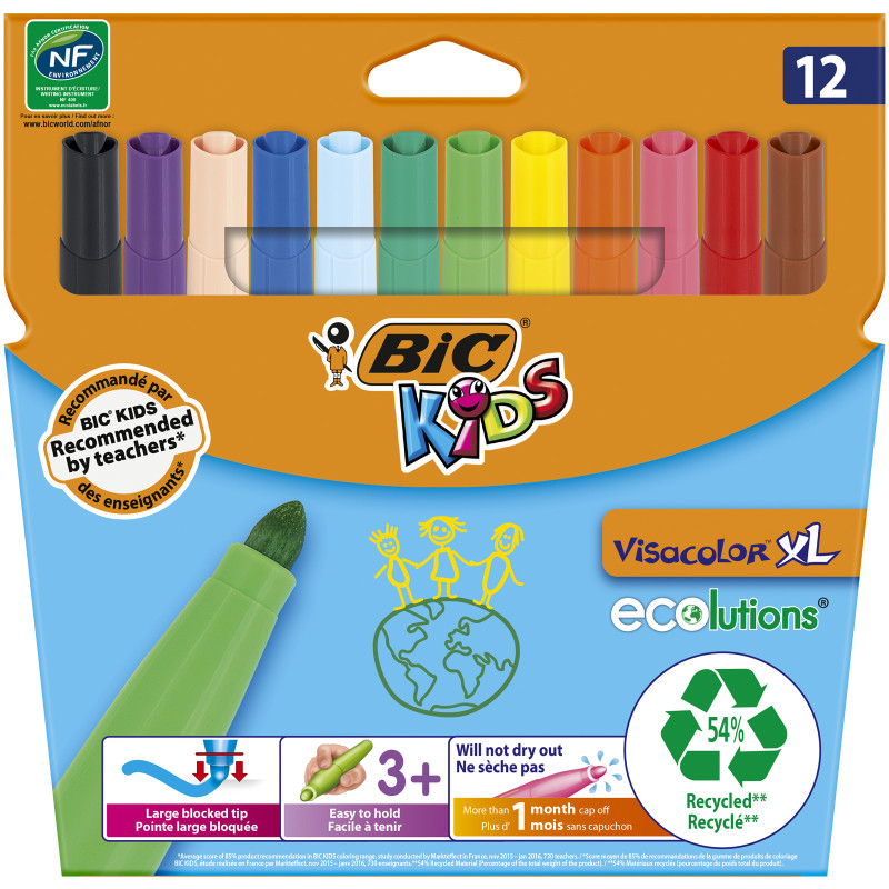 BIC Feutres Visacolor XL 12 Couleurs 8922231