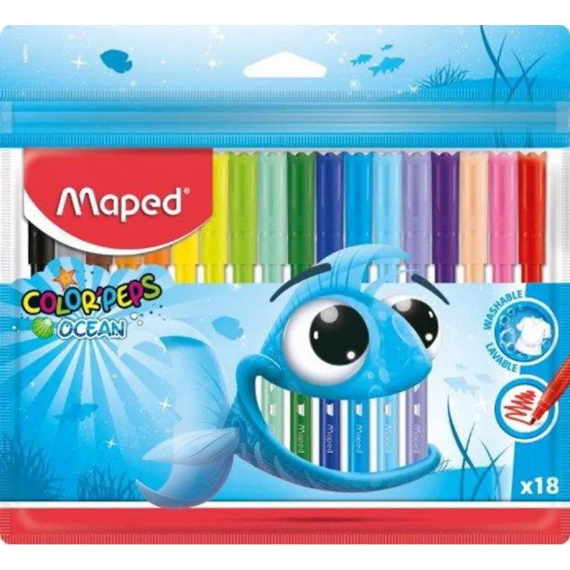 Maped Feutres Color'Peps Ocean Étui 18 Couleurs 845721