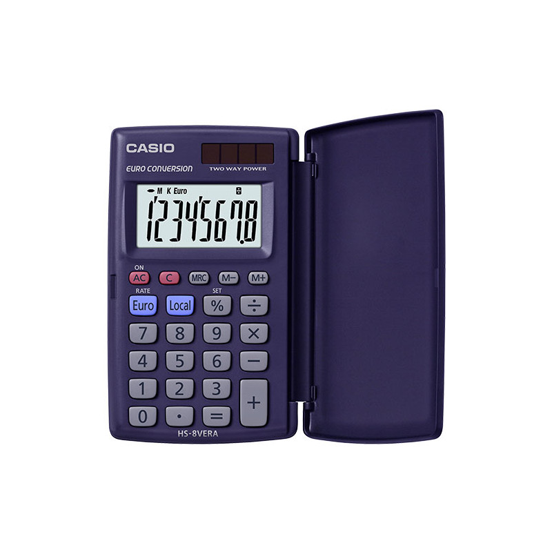 Casio Calculatrice HS-8VERA Solaire Bleu Foncé CAHS8VERAWAEP