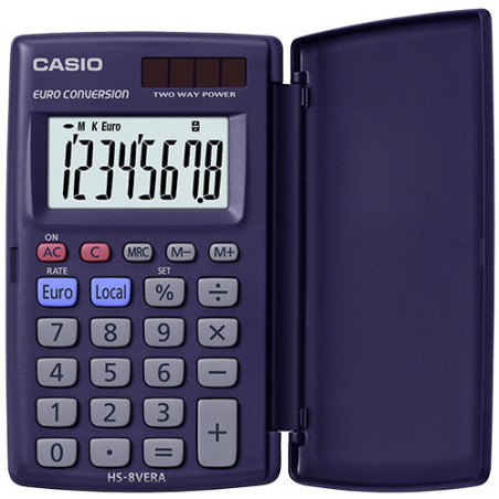 Casio Calculatrice HS-8VERA Solaire Bleu Foncé CAHS8VERAWAEP