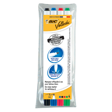 Bic Feutres Velleda Pochette 4 Couleurs Fines 1724