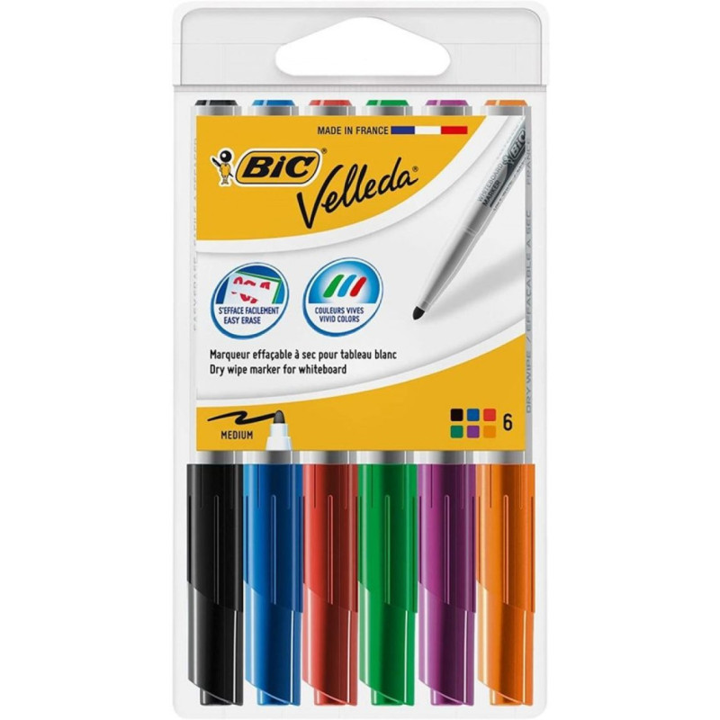 BIC Feutres Velleda Pochette 6 Couleurs 5746
