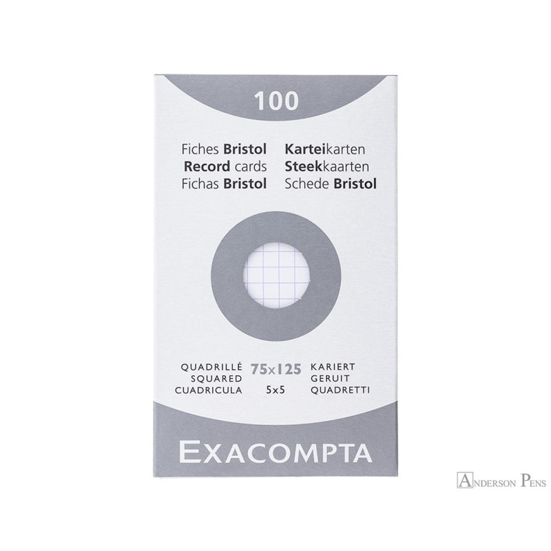 Exacompta Fiches Bristol 75x125mm Blanches 5x5 13201E
