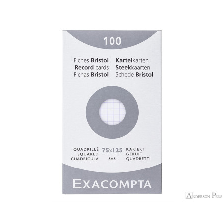 Exacompta Fiches Bristol 75x125mm Blanches 5x5 13201E