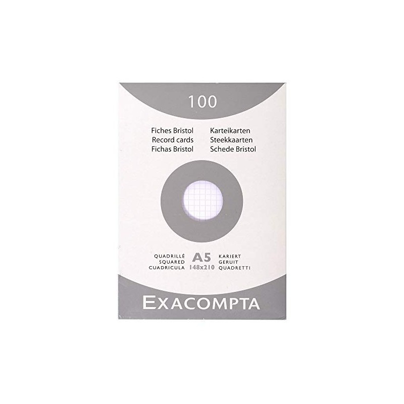 Exacompta Fiche 100x148mm Blanc 5x5 13208E