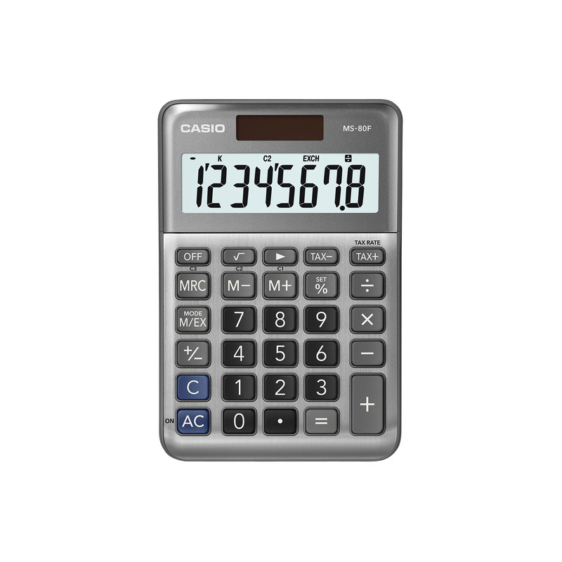 Casio Calculatrice de Bureau MS80F Gris CAMS80FWAEP