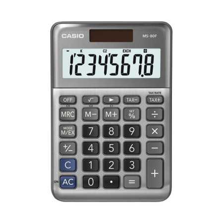 Casio Calculatrice de Bureau MS80F Gris CAMS80FWAEP