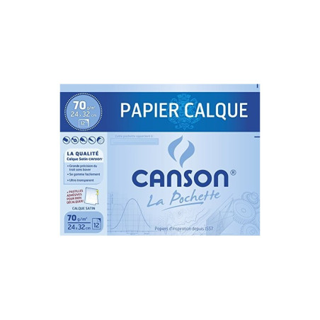 Canson Pochette Papier Calque 24x32cm 70/75g 12 Feuilles 3197