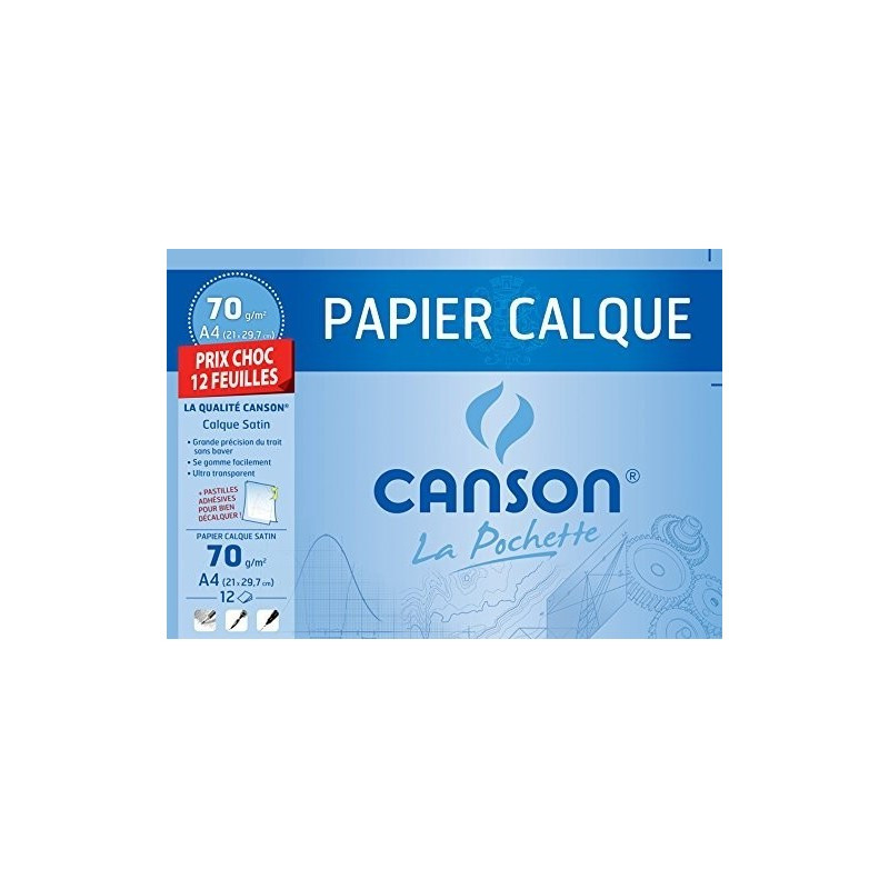 Pochette calque Canson A4 70g 12 feuilles Réf 6565