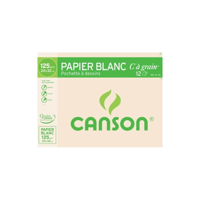 Canson Pochette dessin 24x32 125g 12 feuilles 27-101