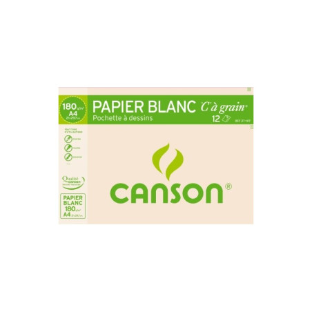 Canson Pochette dessin A4 180g 12 feuilles 27-107