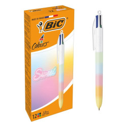 Bic Stylo 4 Couleurs Arc-en-Ciel Bte-12
