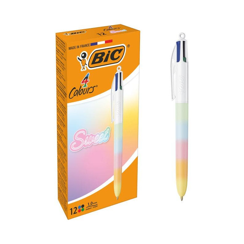 Bic Stylo 4 Couleurs Arc-en-Ciel Bte-12