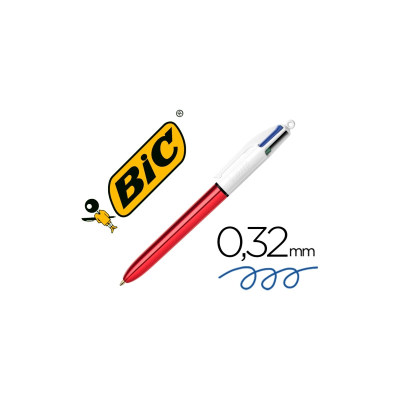 Bic Stylo 4 Couleurs Shine Rouge Bte-12 982877