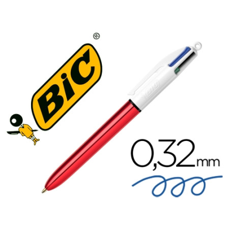 Bic Stylo 4 Couleurs Shine Rouge Bte-12 982877
