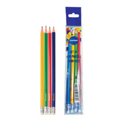 Panta Plast 4 Crayons HB avec Gomme S80689