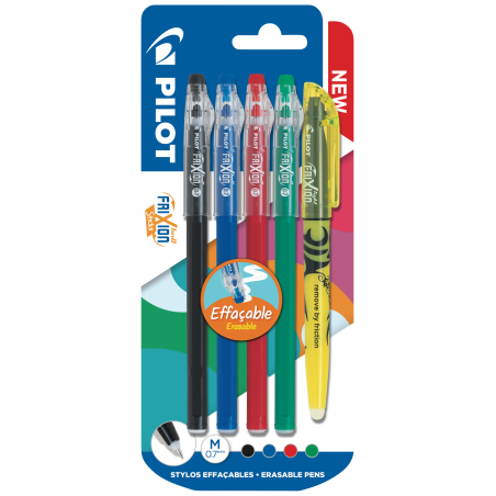 Pilot 4 Frixion Ball Stick + 1 Frixion Light Jaune S042595