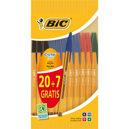 BIC Stylos Cristal Pointe Fine Assortis x24 S880331