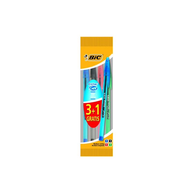 Bic Stylo Cristal Gel Assorti 3+1 S850367