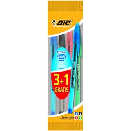 Bic Stylo Cristal Gel Assorti 3+1 S850367