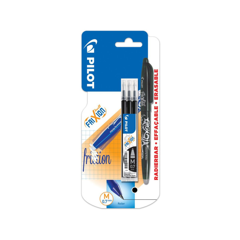 Pilot Frixion Ball Moyen Noir + 3 Recharges S001887