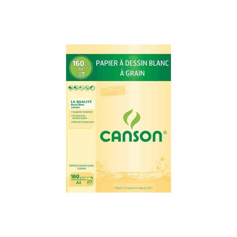 Canson Bloc Dessin Blanc A4 20 Feuilles 160g S200001092