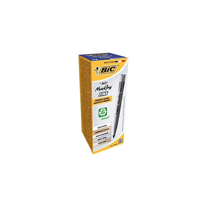 BIC Boîte 12 Marqueurs Marking Pocket 1445 Bleu S8209012