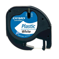 Dymo Cassette ruban plastique blanc 12mm x 4m S91201