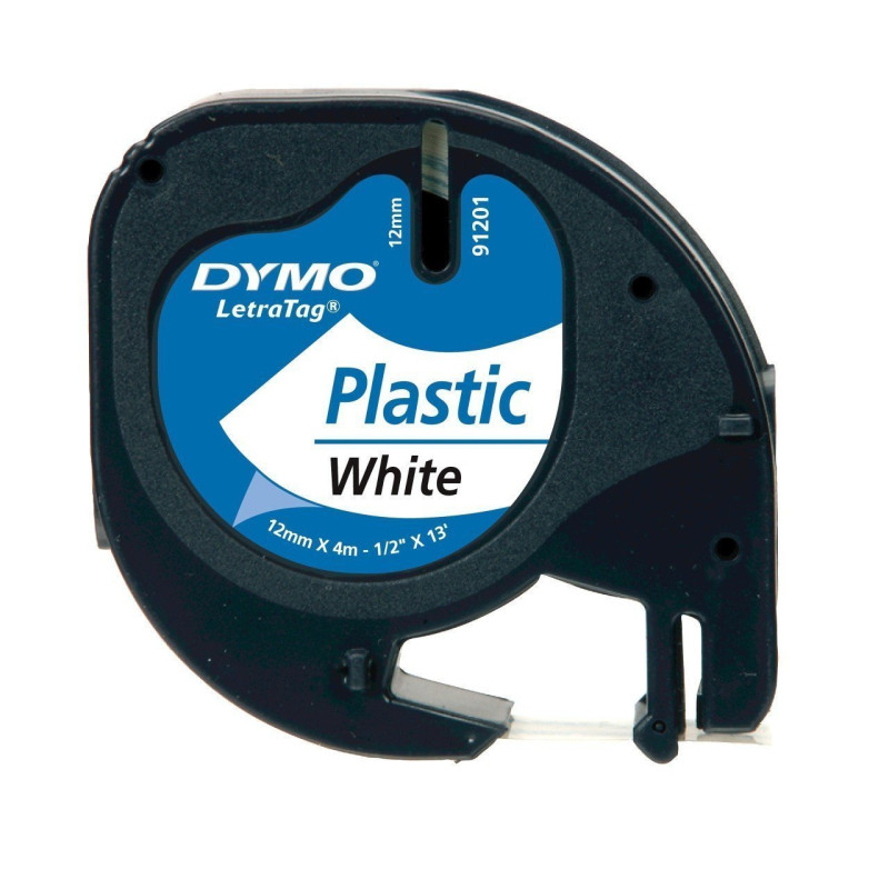 Dymo Cassette ruban plastique blanc 12mm x 4m S91201