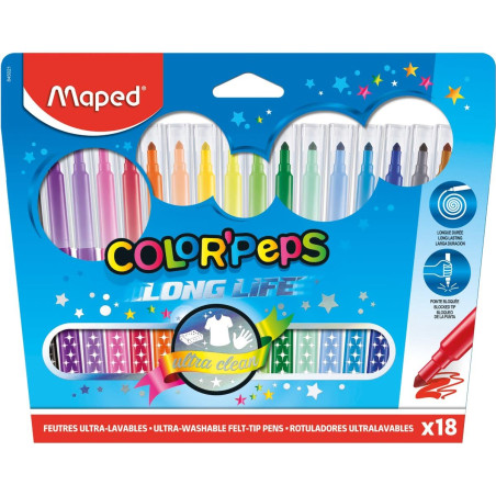 Maped Feutres Color'Peps Étui 18 couleurs Y845021