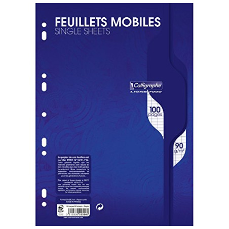 Clairefontaine Feuillets Mobiles A4 100P Seyès Blanc 90g 2396