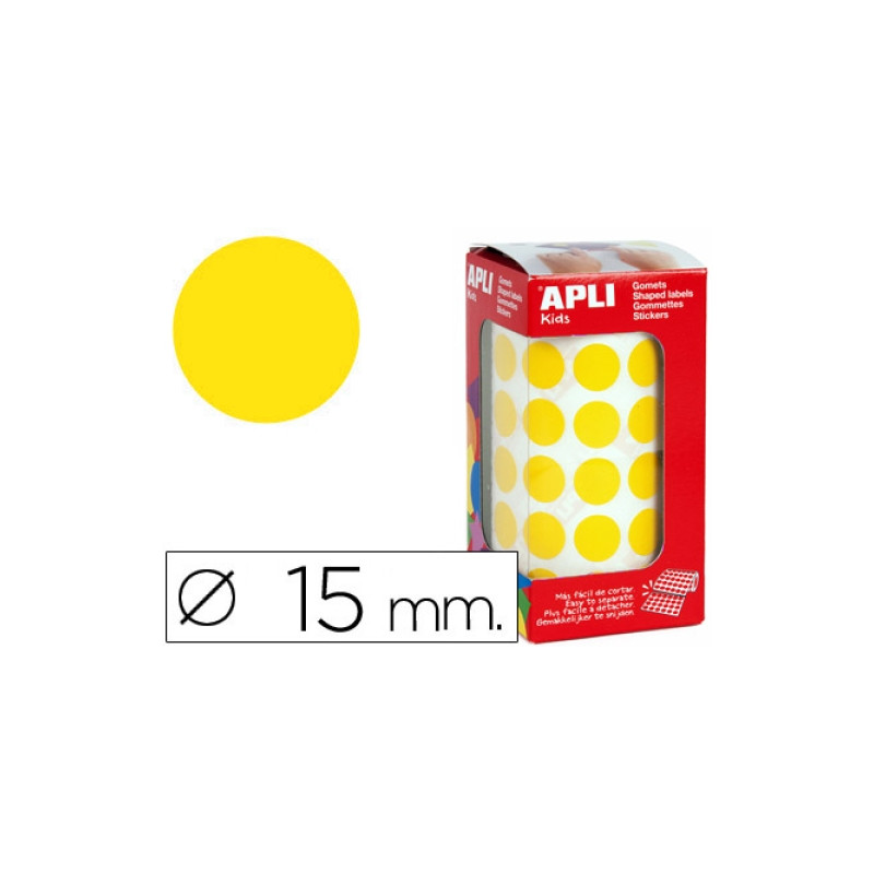 Apli Gommettes Jaunes 15 mm Rouleau Y4855