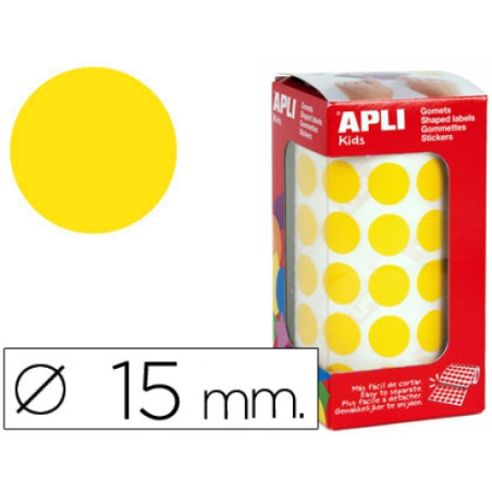 Apli Gommettes Jaunes 15 mm Rouleau Y4855