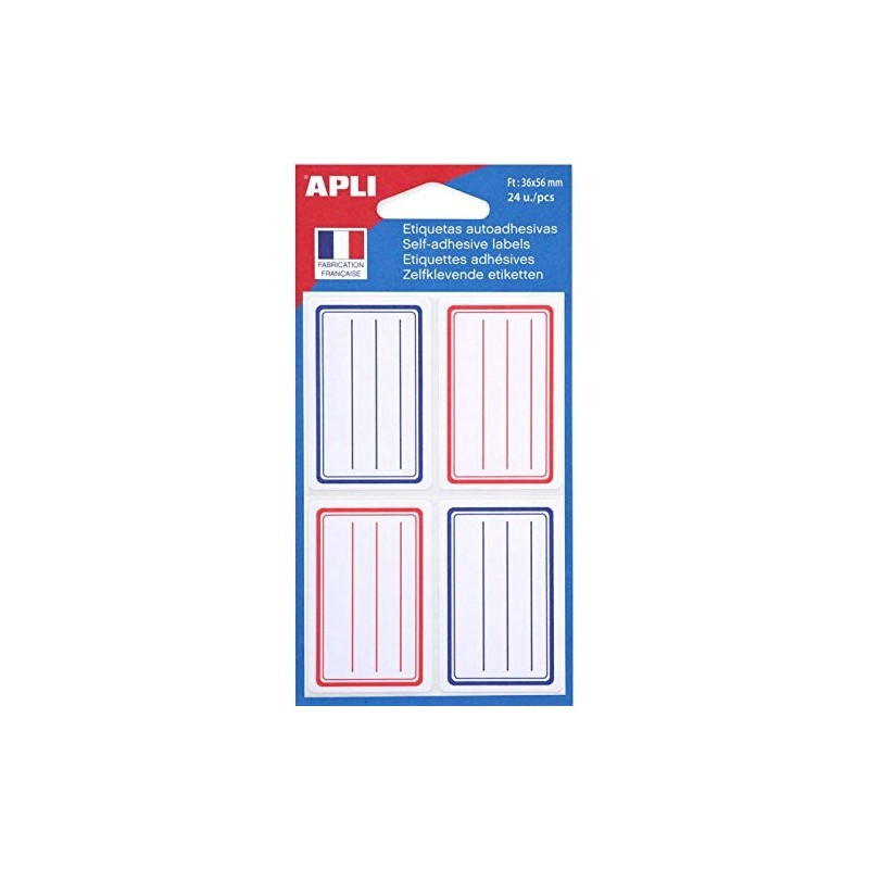 Agipa Étiquettes lignées bleu/rouge 33x53mm Y11278