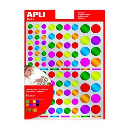 APLI Kids Gommettes rondes métalliques assorties S13529