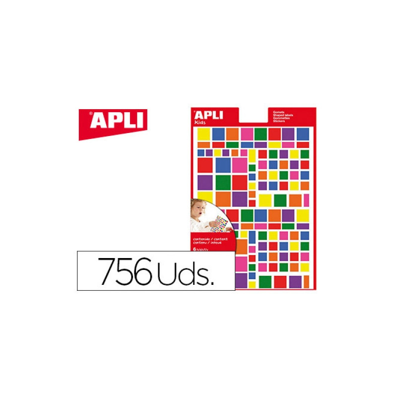 Apli Gommettes Carrées Couleurs Assorties Y12971
