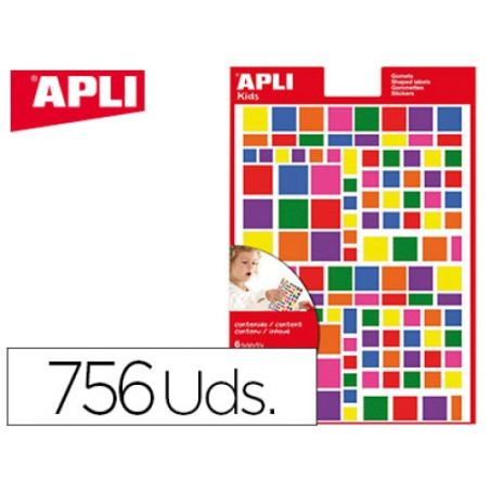 Apli Gommettes Carrées Couleurs Assorties Y12971