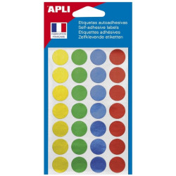 Pochettes 112 pastilles diamètre 15mm métal couleurs assorties Y13935