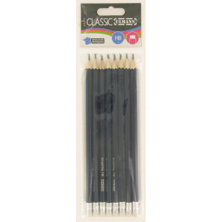 Ulmann Pochette 8 Crayons Noir HB avec Gomme S620730
