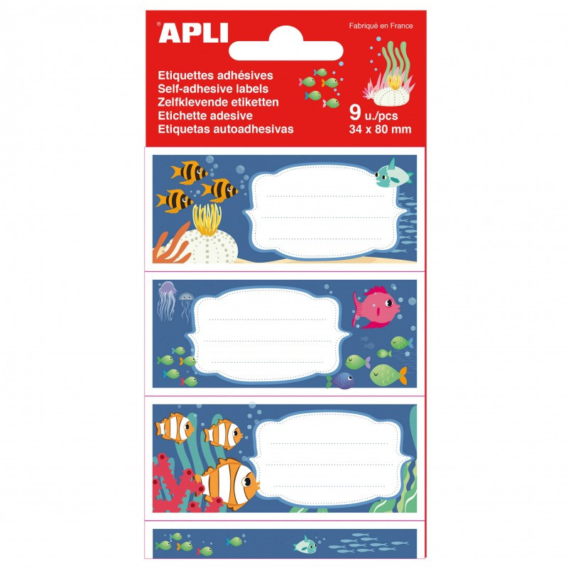 Apli Kids Étiquettes Scolaires Fonds Marins 81x36mm Y18433
