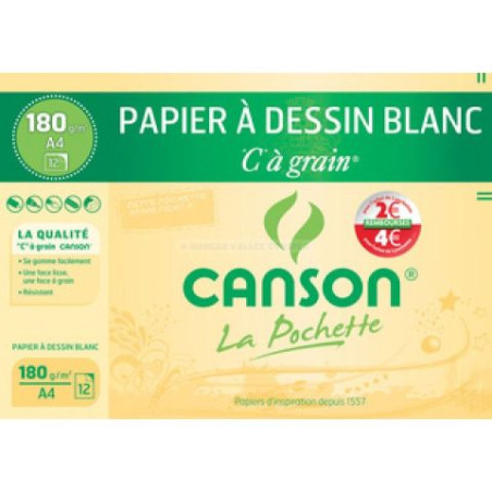 Canson Pochette Dessin A4 180g 12 Feuilles S200002777